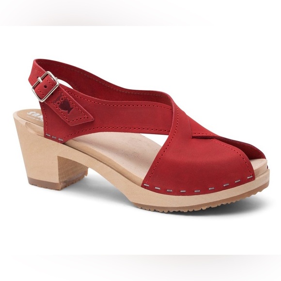 NEW w/ Box! Sandgrens Swedish clog sandals Stylish Red Women's size 40 or 9 - Picture 2 of 5